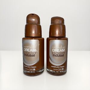 2 Maybelline Dream Liquid Mousse Foundation Cocoa Dark 3 Airbrush Finish NOS